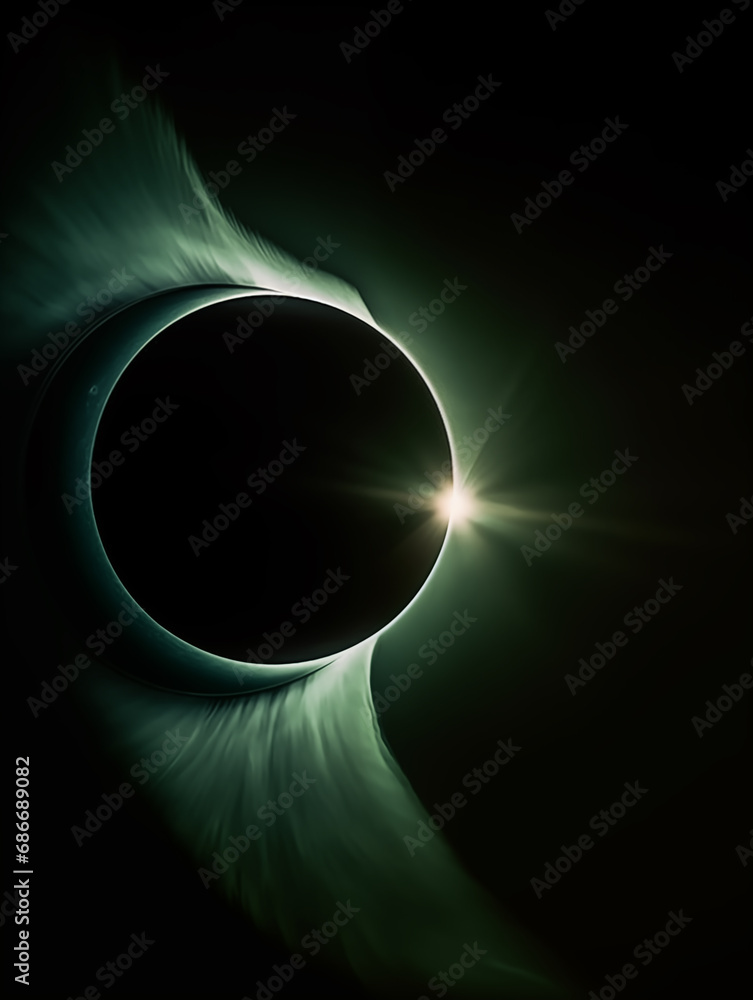 Poster total solar eclipse in the sky,created with generative ai tecnology.