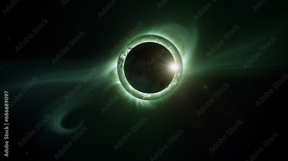 Poster total solar eclipse in the sky,created with generative ai tecnology.