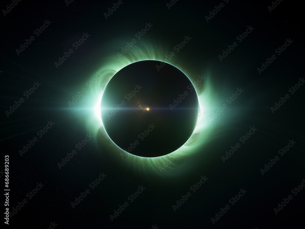 Poster total solar eclipse in the sky,created with generative ai tecnology.