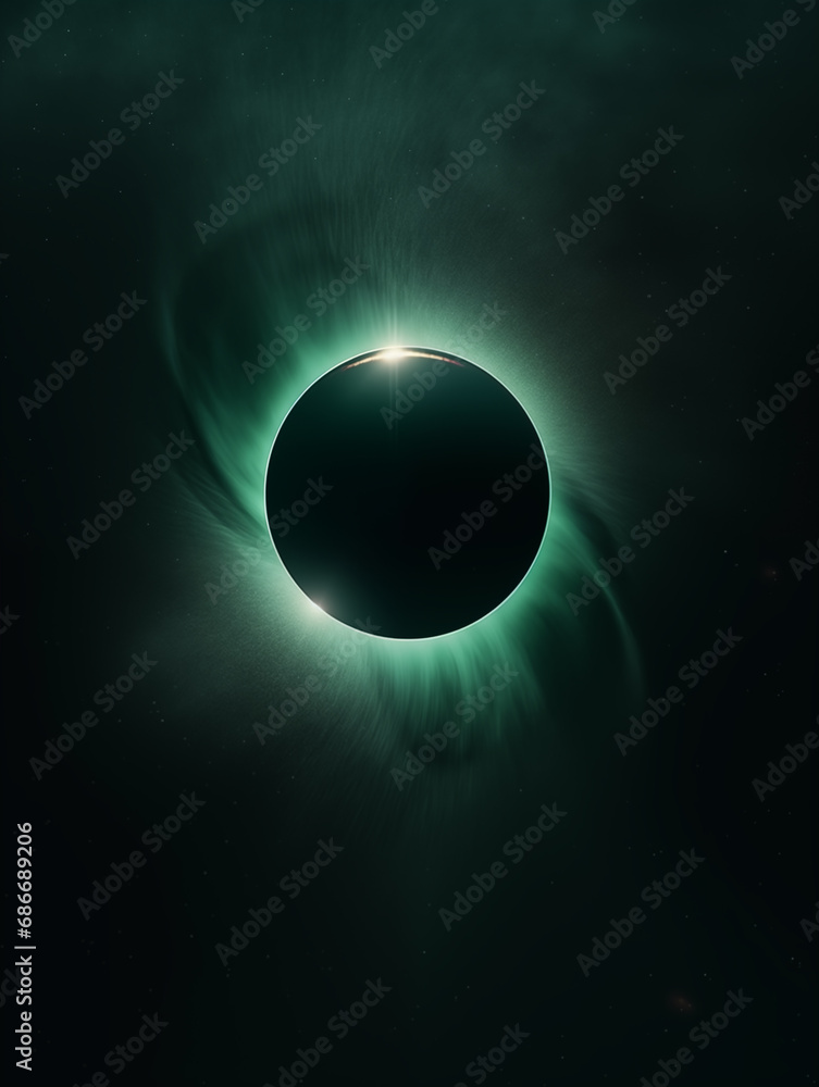 Poster total solar eclipse in the sky,created with generative ai tecnology.