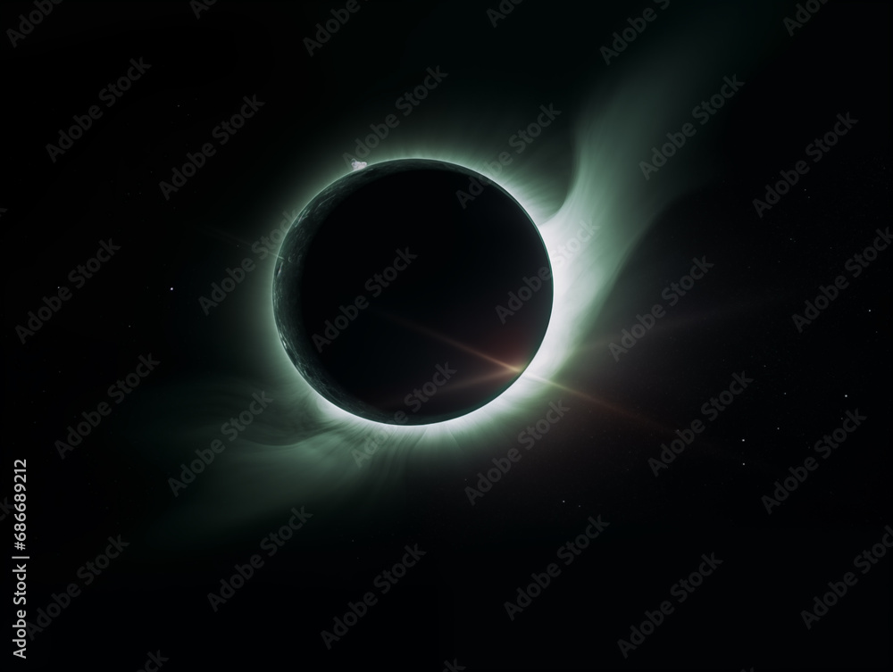Poster total solar eclipse in the sky,created with generative ai tecnology.