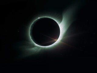 Total solar eclipse in the sky,created with Generative AI tecnology.