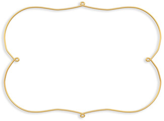 Gold Artistic Frame border  with loops with shadow, 3D rendering