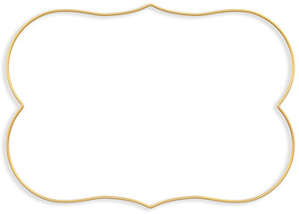 Gold Artistic Frame border with shadow, 3D rendering