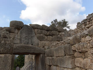Doorway of ruins at Mycenae, Greece