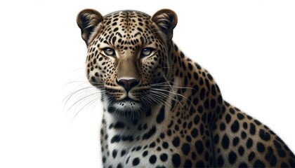 Leopard Portrait Isolated on White