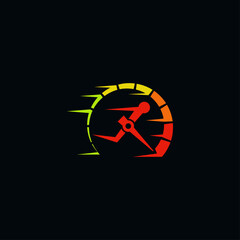 Running speedometer creative logo design.
