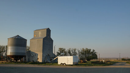 Grain silo in the rural plains of Northern Montana