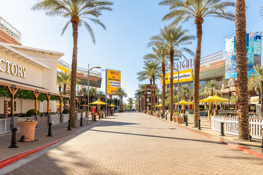 Glendale, AZ, USA - October 28, 2023: Westgate is an entertainment district with restaurants, shopping, and entertainment with a location next to the Desert Diamond Arena.