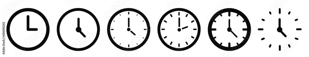 Aufkleber vector time and clock icons set.clocks icon collection design. time clock icons collection.