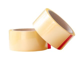 Two brown transparent tape in stack isolated on white background with clipping path in png file format.