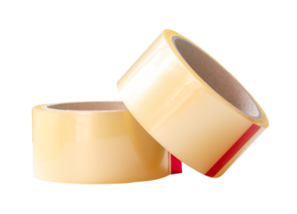 Two brown transparent tape in stack isolated on white background with clipping path in png file format.