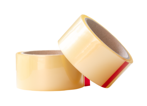Two brown transparent tape in stack isolated on white background with clipping path in png file format.