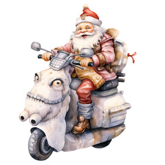 Cute Santa Claus Merry Christmas Watercolor Clipart Illustration