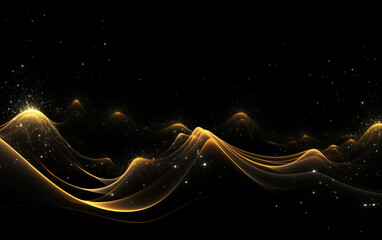 abstract black background and golden curves, gold, luxury
