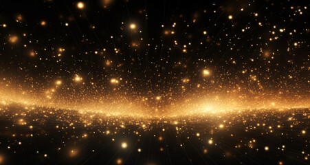 Fototapeta premium black and gold background with glitter bokeh effect, blue and gold, luxury, party, celebration, christmas, new year, birthday