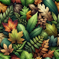Obraz premium seamless pattern with leaves