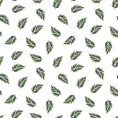 Tropical leaf seamless  pattern vector design, watercolor leaves illustration