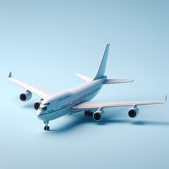 airplane in the clouds isolated blue background