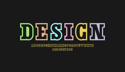 Trendy slab serif alphabet font, uppercase letters from A to Z and numbers from 0 to 9 sets, vector illustration 10EPS