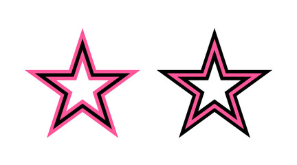 Pink and black star stripe icons set vector. Collection of stars shape logo illustration isolated on white background.