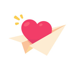 heart on paper rocket The concept of sending love to loved ones