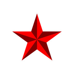 Red Christmas star icon illustration vector. 3d star shape logo isolated on white background.