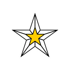 Black and yellow gold Christmas star line icon illustration vector. 3d star award logo isolated on white background.