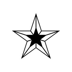 Black Christmas star line icon illustration vector. 3d star award logo isolated on white background.