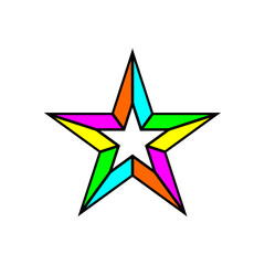 Obraz premium Rainbow 3d star award line icon illustration vector. Christmas star shape logo isolated on white background.
