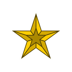 Black and yellow gold Christmas star line icon illustration vector. 3d star award logo isolated on white background.