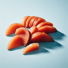 salmon on a plate isolated blue background
