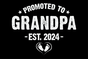 Promoted to Grandpa est 2024 Grandparents Baby Announcement Shirt Design