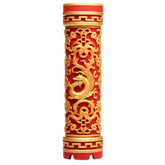 chinese red pillar. isolate on transparent background. lunar chinese new year decoration - obrazy, fototapety, plakaty