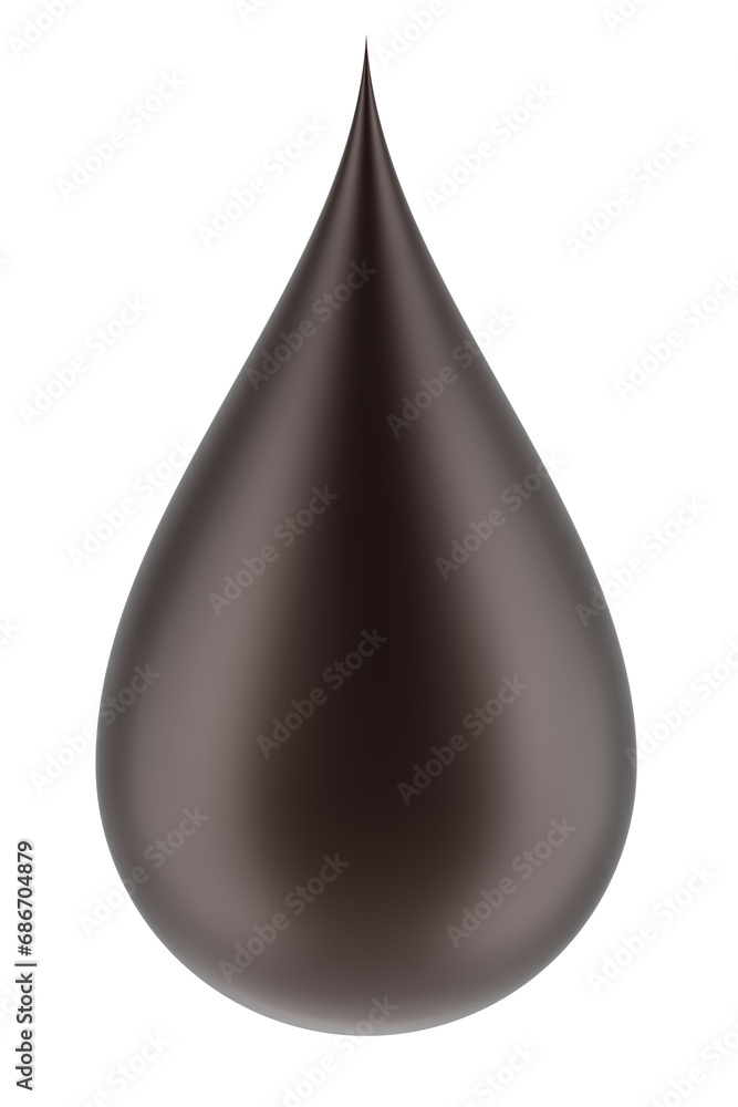 Poster chocolate drop, brown drop. 3d rendering isolated on transparent background