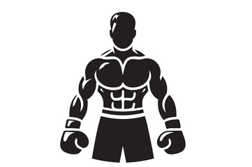 Strong boxer. flat black vector icon, logo