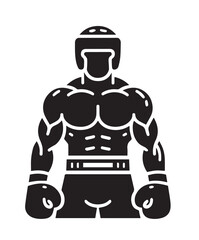 Strong boxer. flat black vector icon, logo