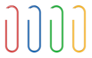 Colored Paper clips and Paper, 3D rendering isolated on transparent background