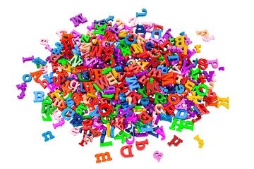 Heap of colored letters, 3D rendering isolated on transparent background