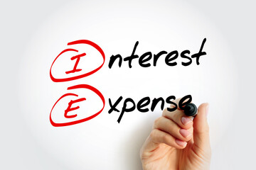 IE Interest Expense - non-operating expense shown on the income statement, acronym text concept...
