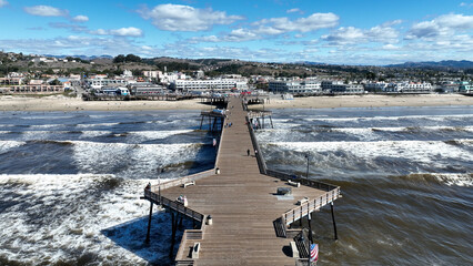 Fishermans Wharf At Pismo Beach In California United States. Nature Tourism Travel. Sunny Day Landscape. Fishermans Wharf At Pismo Beach In California United States. 