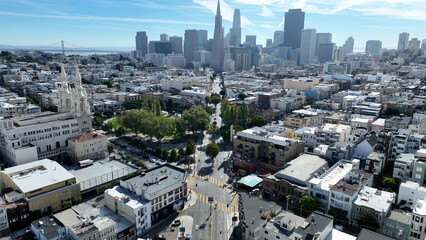 Downtown Street At San Francisco In California United States. Megalopolis Downtown Cityscape....