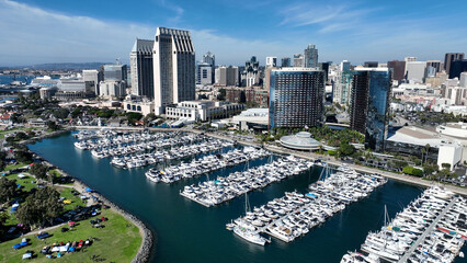 Downtown City At San Diego In California United States. Famous Coast City. Harbor Island. Downtown...