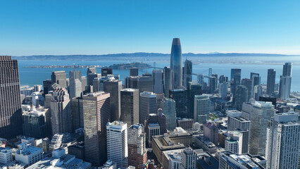 Financial District At San Francisco In California United States. Megalopolis Downtown Cityscape. Business Travel. Financial District At San Francisco In California United States. 