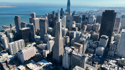 Financial District At San Francisco In California United States. Megalopolis Downtown Cityscape....