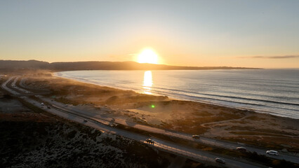 Colorful Sunset At Sand City In California United States. Nature Tourism Travel. Vacations Destinations. Colorful Sunset At Sand City In California United States. 