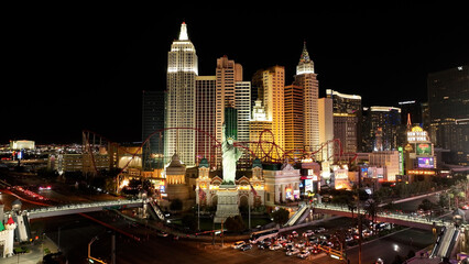 New York At Las Vegas In Nevada United States. Landmark Tourism Travel. Illuminated Las Vegas...