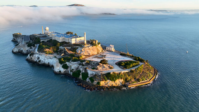 Alcatraz Island At San Francisco In California United States. Nature Island Prison. Tourism Landmark. Alcatraz Island At San Francisco In California United States. 