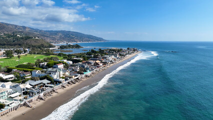 Malibu At Los Angeles In California United States. Coast City Landscape. Beach Background. Malibu At Los Angeles In California United States. 