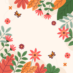 Flowers Spring Season Square Background for Wallpaper or Social Media Post Template